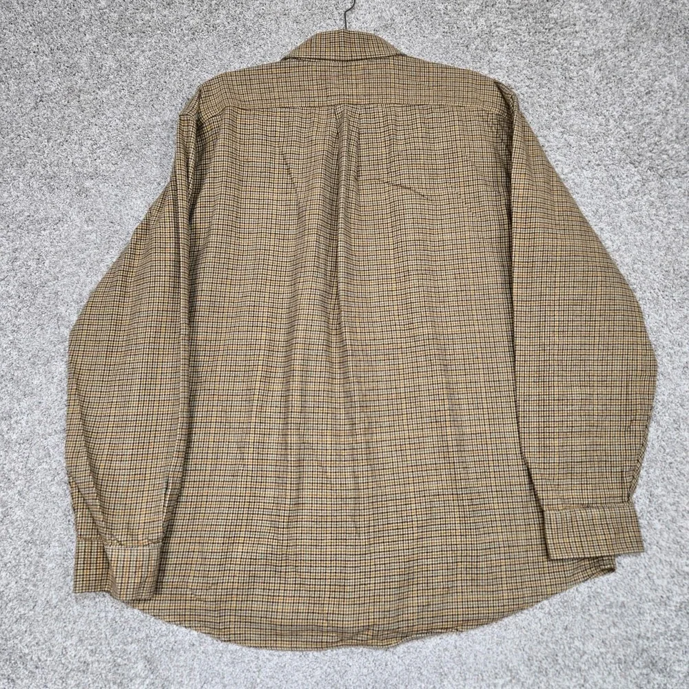 L.L. Bean shirt Men's Large Long Sleeve brown tan Gray Houndstooth RARE - Picture 7 of 8
